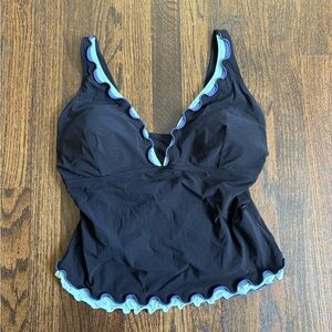 Black and Blue Ruffled Tank Top